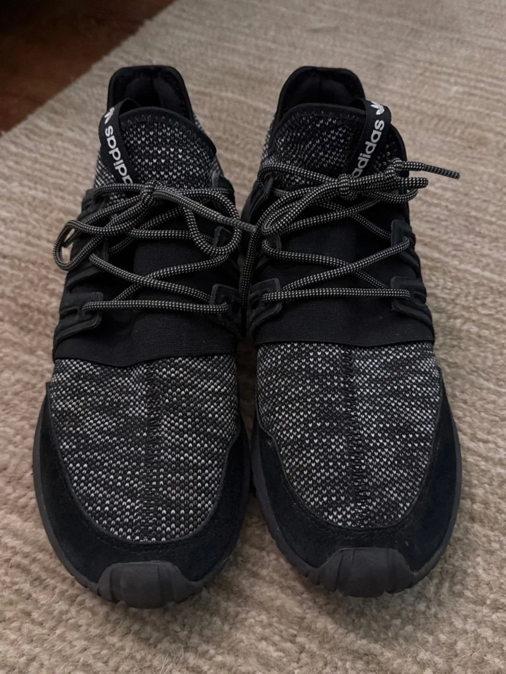 adidas Black & White Knit Running Sneakers